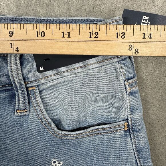 Hollister Jeans Womens 27L Blue Cotton Denim High Rise Flare Soft Stretch Floral - Picture 4 of 14